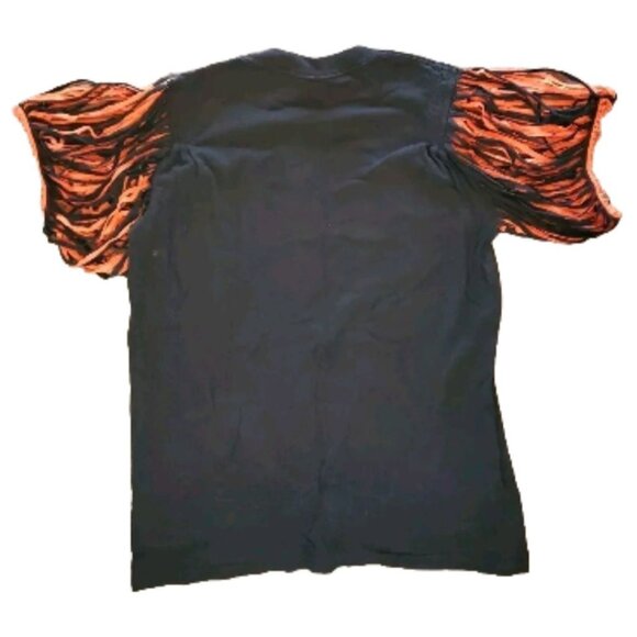 Harley-Davidson Black T-Shirt Razor Cut Sleeves Orange Logo MD Medium100% Cotton - Picture 8 of 10